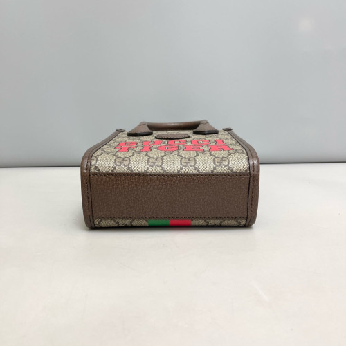 Gucci Mini Interlocking G Tote GG Supreme Monogram Beige Brown Red Gucci Mini Interlocking G Tote GG Supreme Monogram Beige Brown Red
