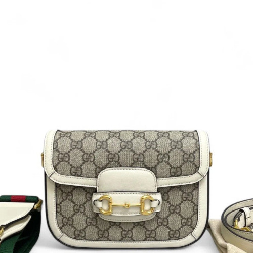 Gucci Small Horsebit 1955 GG Supreme Monogram White