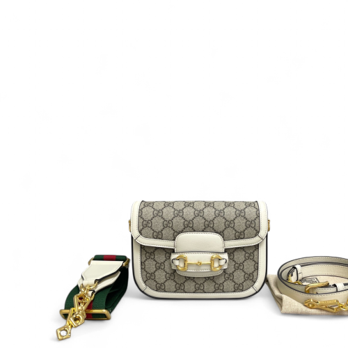 Gucci Small Horsebit 1955 GG Supreme Monogram White