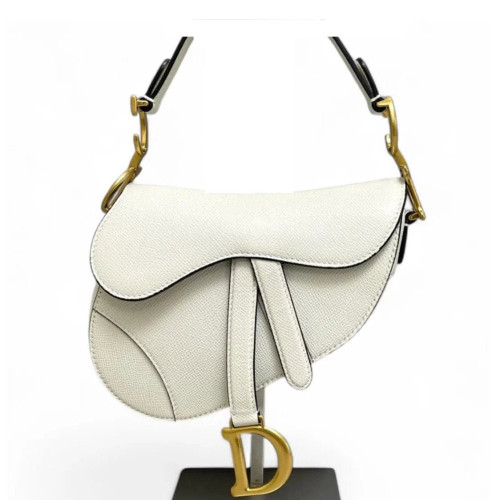 Dior Small Saddle Bag Grained Calfskin White