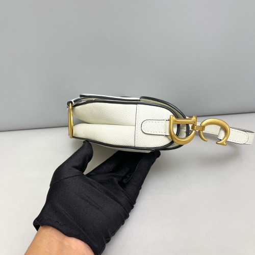 Dior Small Saddle Bag Grained Calfskin White