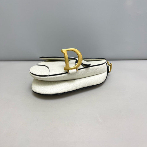 Dior Small Saddle Bag Grained Calfskin White