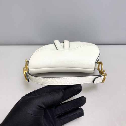 Dior Small Saddle Bag Grained Calfskin White