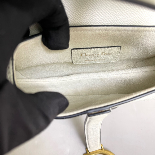 Dior Small Saddle Bag Grained Calfskin White