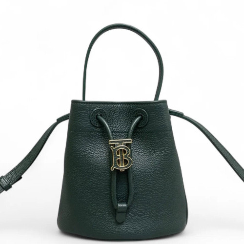 Burberry Bucket Grained Calfskin Dark Green