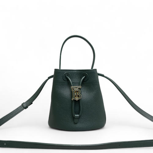 Burberry Bucket Grained Calfskin Dark Green