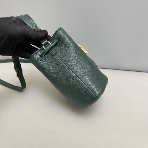 Burberry Bucket Grained Calfskin Dark Green