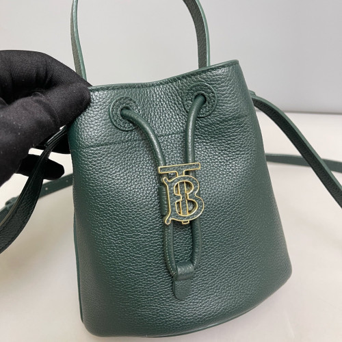 Burberry Bucket Grained Calfskin Dark Green