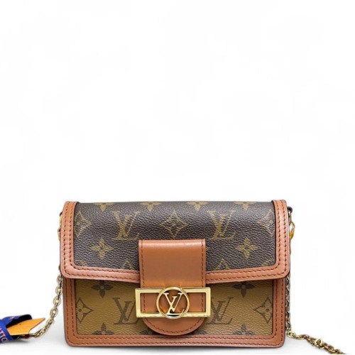 Louis Vuitton Dauphine Chain Wallet Reverse Monogram Brown