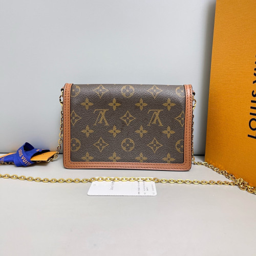 Louis Vuitton Dauphine Chain Wallet Reverse Monogram Brown