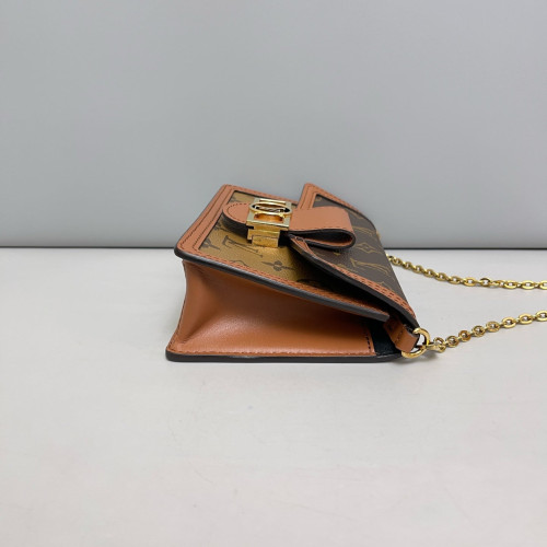 Louis Vuitton Dauphine Chain Wallet Reverse Monogram Brown