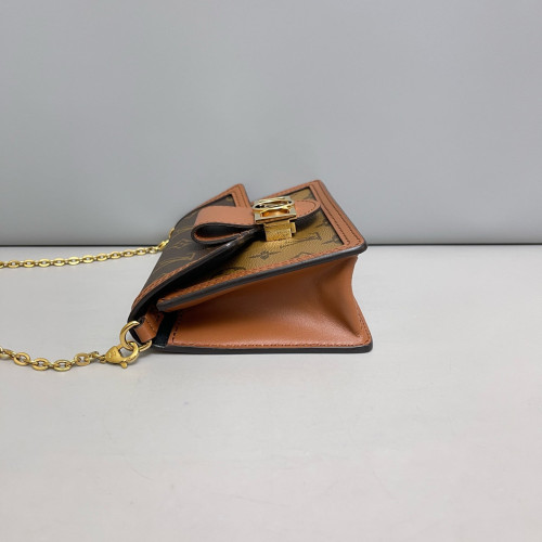Louis Vuitton Dauphine Chain Wallet Reverse Monogram Brown