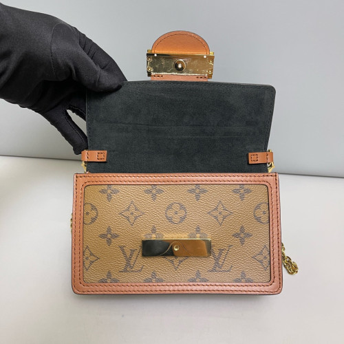 Louis Vuitton Dauphine Chain Wallet Reverse Monogram Brown