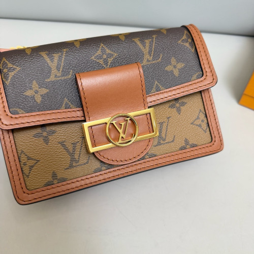 Louis Vuitton Dauphine Chain Wallet Reverse Monogram Brown