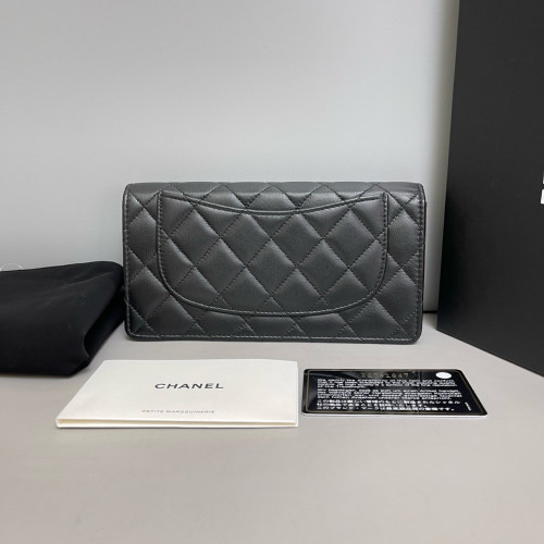 Chanel Quilted Flap Wallet Calfskin Black