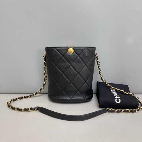 Chanel Quilted Heart Bucket Calfskin Black