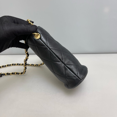 Chanel Quilted Heart Bucket Calfskin Black