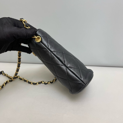 Chanel Quilted Heart Bucket Calfskin Black