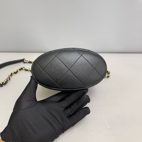 Chanel Quilted Heart Bucket Calfskin Black
