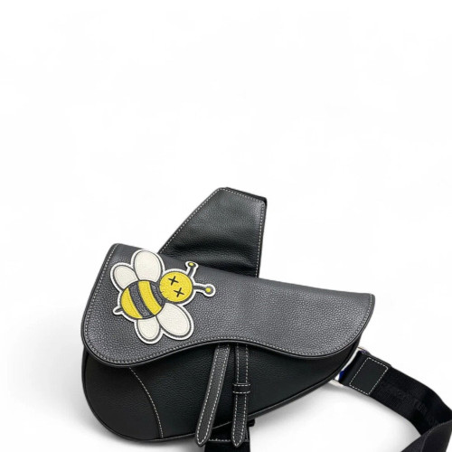 Dior Bee Mans Saddle Bag Calfskin Black Dior Bee Mans Saddle Bag Calfskin Black