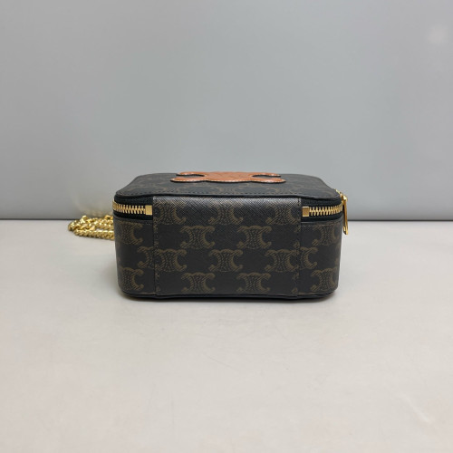 Celine Cuir Triomphe Box On Chain Triomphe Brown Black