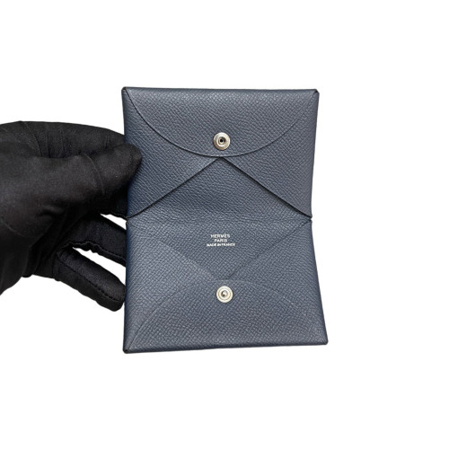 Hermes Calvi Card Holder Epsom 78 Bleu Marine