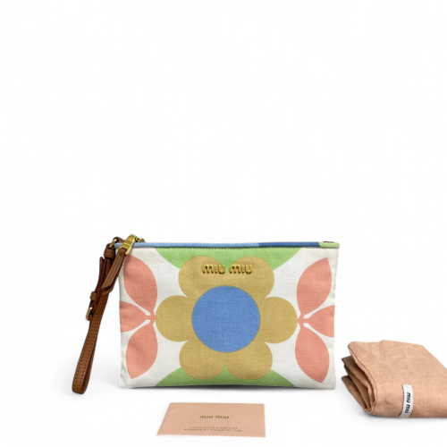 Miu Miu Clutch Canvas White Green Blue