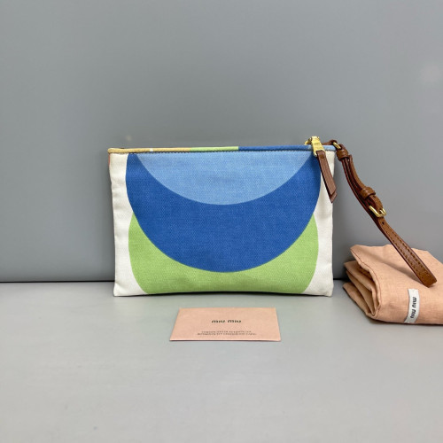 Miu Miu Clutch Canvas White Green Blue