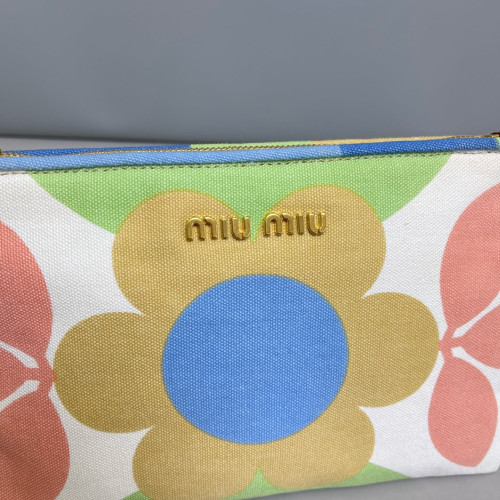 Miu Miu Clutch Canvas White Green Blue