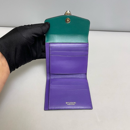 Bvlgari Serpenti Forever Trifold Wallet Smooth Calfskin Green