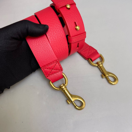 Burberry Belt Tote Fabric Calfskin Red Dark Blue