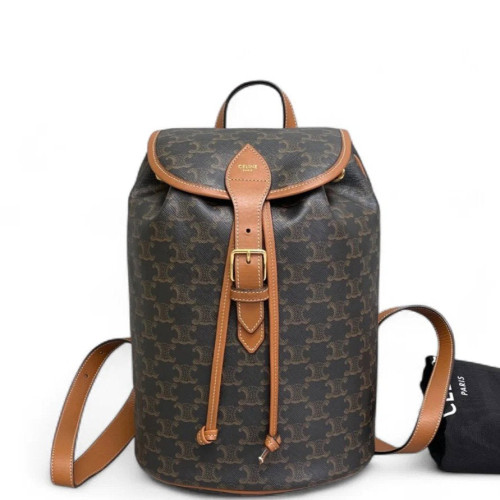 Celine Medium Folco Backpack Triomphe Tan Brown Black