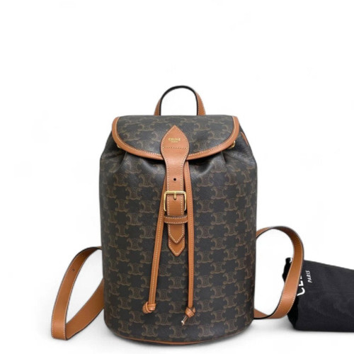 Celine Medium Folco Backpack Triomphe Tan Brown Black