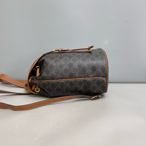 Celine Medium Folco Backpack Triomphe Tan Brown Black