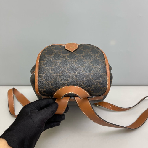 Celine Medium Folco Backpack Triomphe Tan Brown Black