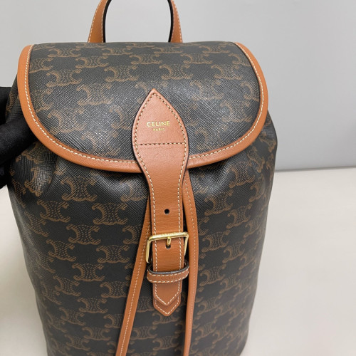Celine Medium Folco Backpack Triomphe Tan Brown Black
