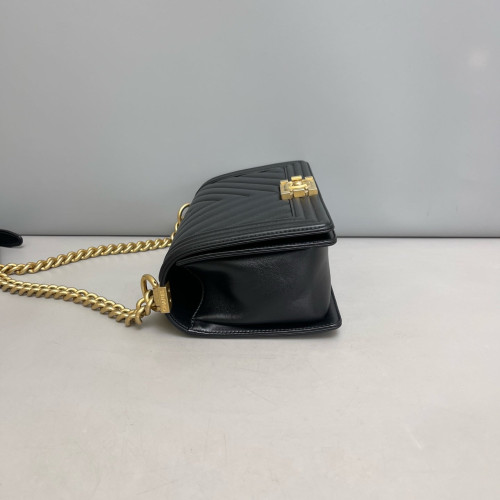 Chanel Chevron Quilted Medium Boy Flap Calfskin Black