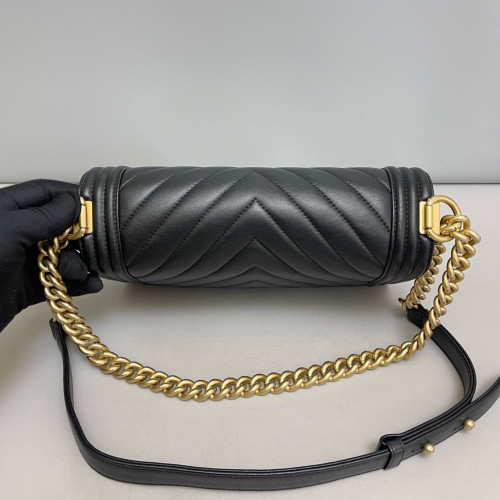 Chanel Chevron Quilted Medium Boy Flap Calfskin Black