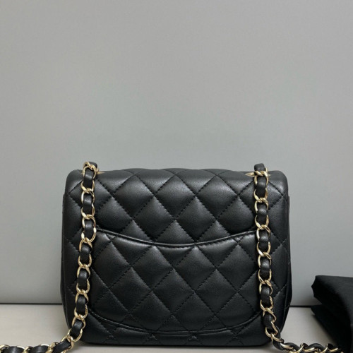 Chanel Quilted Mini Square Flap Lambskin Black Chanel Quilted Mini Square Flap Lambskin Black