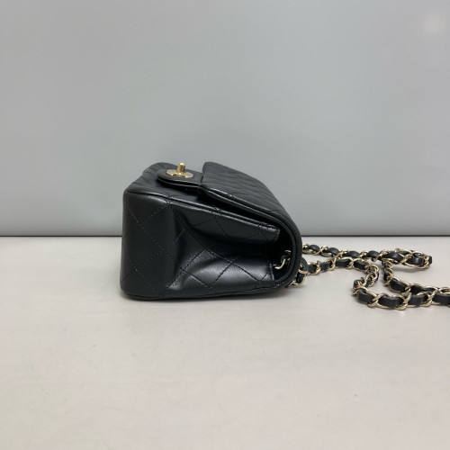 Chanel Quilted Mini Square Flap Lambskin Black Chanel Quilted Mini Square Flap Lambskin Black