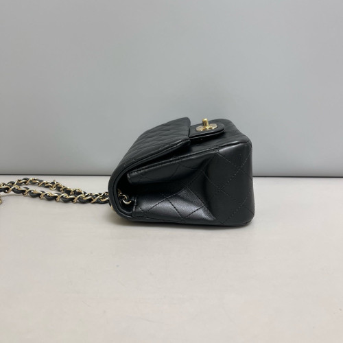 Chanel Quilted Mini Square Flap Lambskin Black Chanel Quilted Mini Square Flap Lambskin Black
