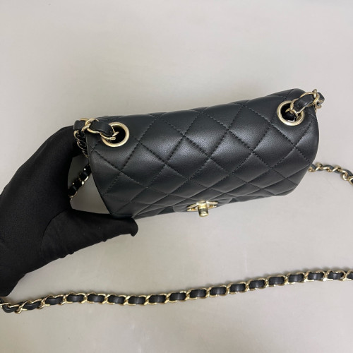 Chanel Quilted Mini Square Flap Lambskin Black Chanel Quilted Mini Square Flap Lambskin Black