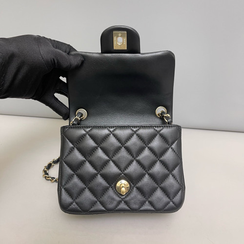 Chanel Quilted Mini Square Flap Lambskin Black Chanel Quilted Mini Square Flap Lambskin Black