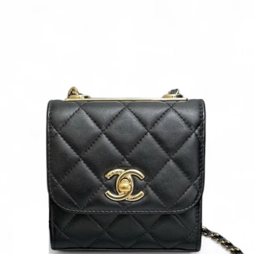 Chanel Quilted Mini Trendy CC Clutch With Chain Lambskin Black