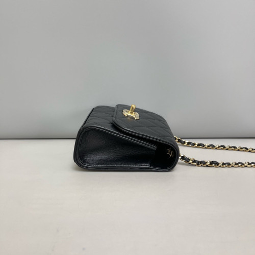 Chanel Quilted Mini Trendy CC Clutch With Chain Lambskin Black