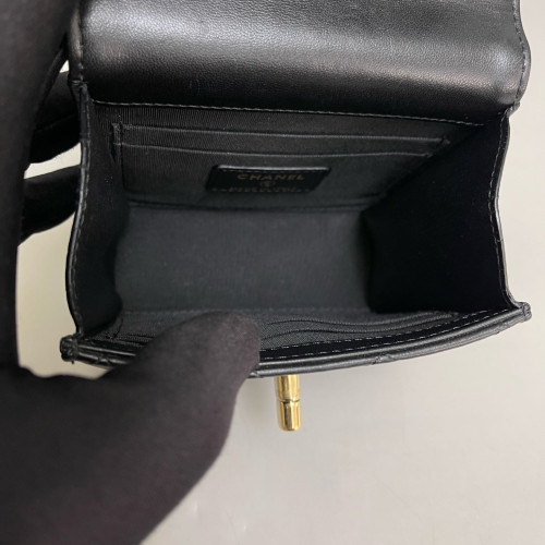 Chanel Quilted Mini Trendy CC Clutch With Chain Lambskin Black