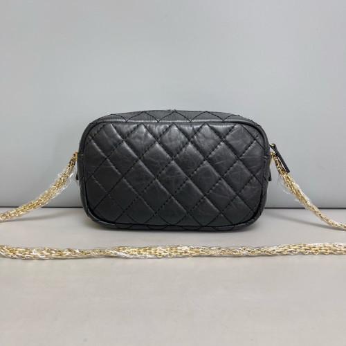 Chanel Quilted 2.55 Camera Case Pull Up Leather Black