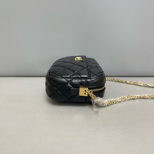 Chanel Quilted 2.55 Camera Case Pull Up Leather Black
