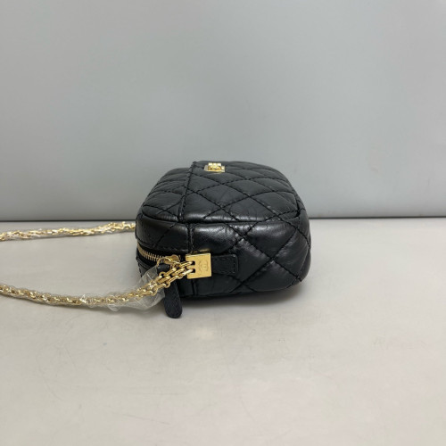 Chanel Quilted 2.55 Camera Case Pull Up Leather Black