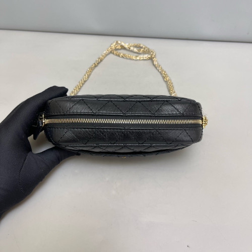 Chanel Quilted 2.55 Camera Case Pull Up Leather Black